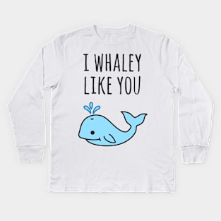 Cute I Like You Whale Pun Kids Long Sleeve T-Shirt